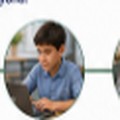 Middle school student exploring a 3D model on a laptop