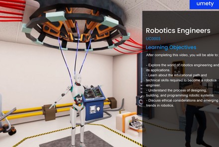 A Day in the Life 360° video: Robotics Engineers, with learning objectives covering the design, build and programming of robotic systems
