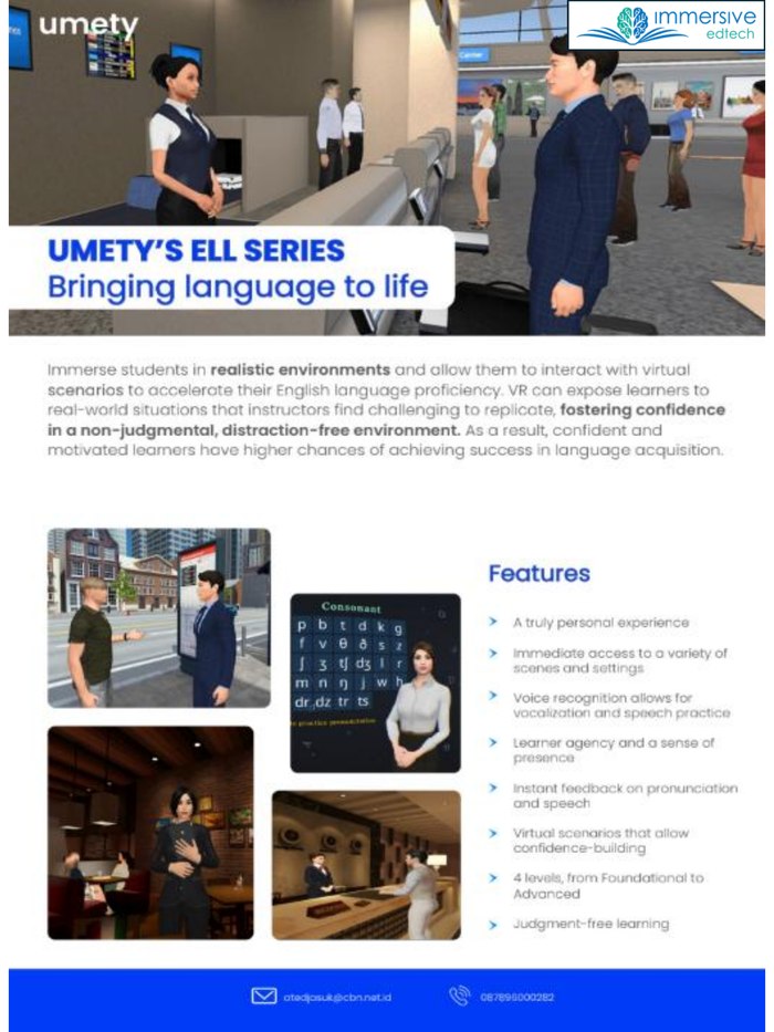 Cover of the Umety English Language Learning flyer