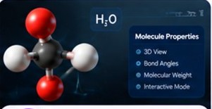 3D water molecule model with molecule properties panel