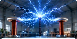 Electric sparks arcing between two Tesla coils